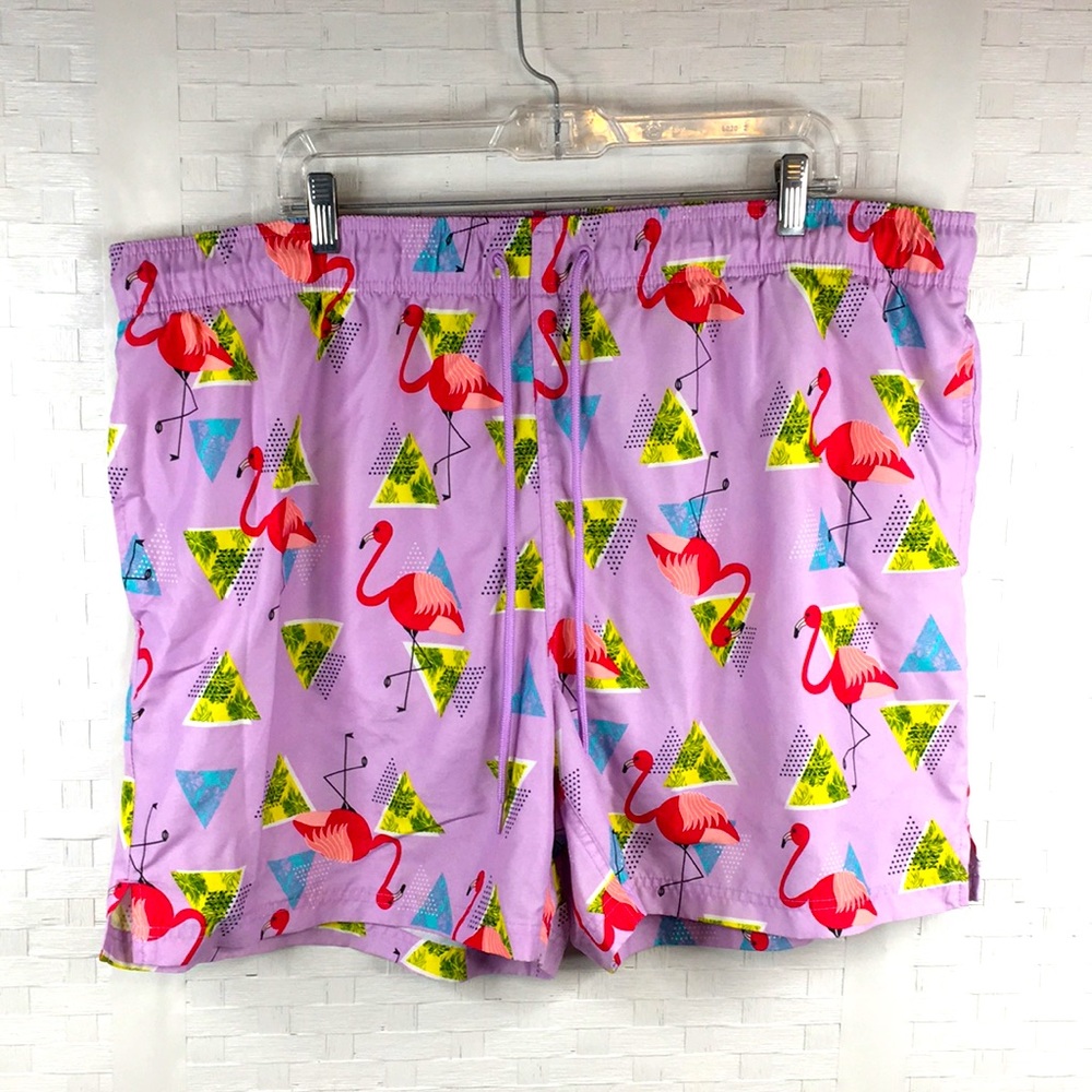 Swim Trunks Flamingo Print 2XL 44-46 Purple *W